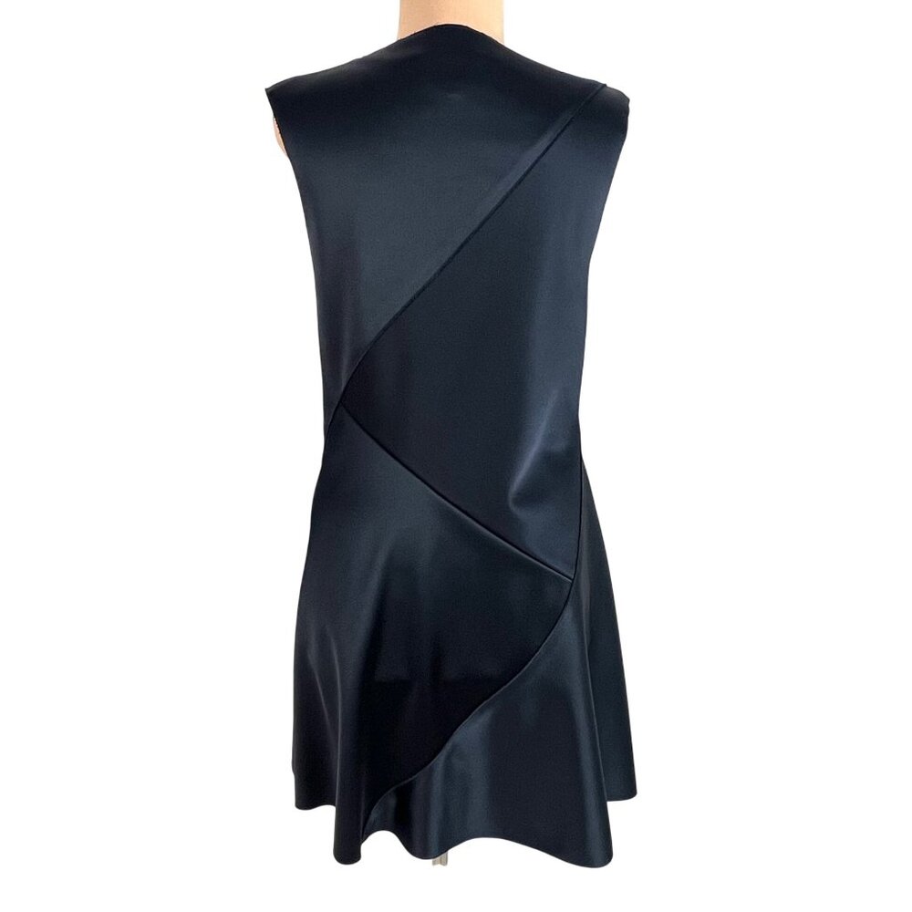 3.1 Phillip Lim Black Asymmetrical Drape Satin Mini Dress Size 6 Quiet Luxury - Picture 4 of 12